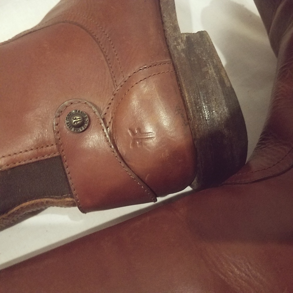 Frye Cognac/Redwood Knee High Boots Size 8.5 - Picture 6 of 8